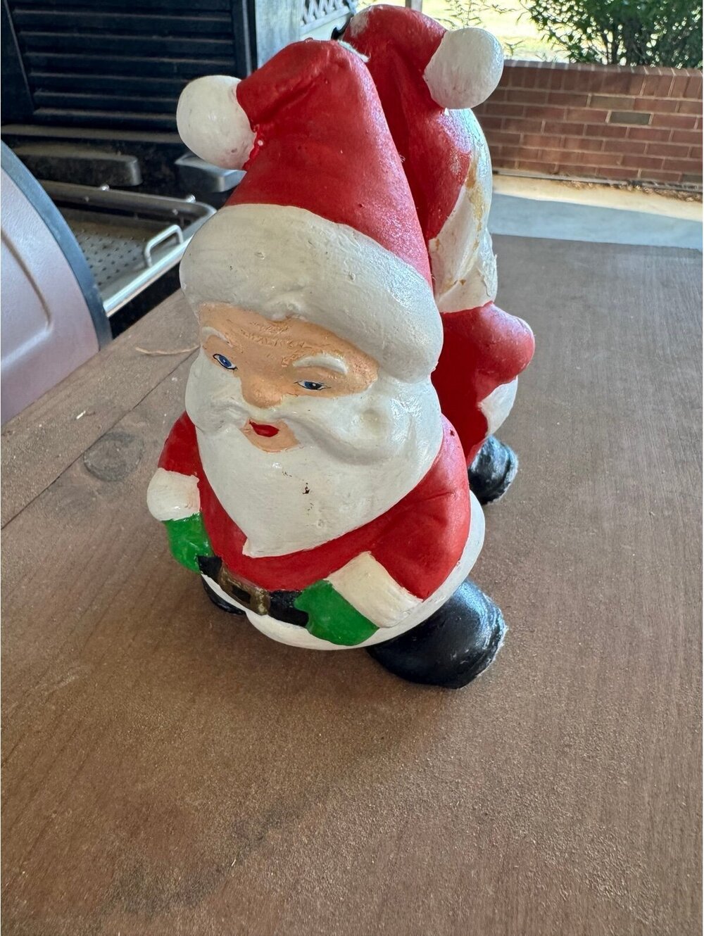 1975 Vintage Chalkware Santa Claus Napkin Holder Hand Painted Christmas